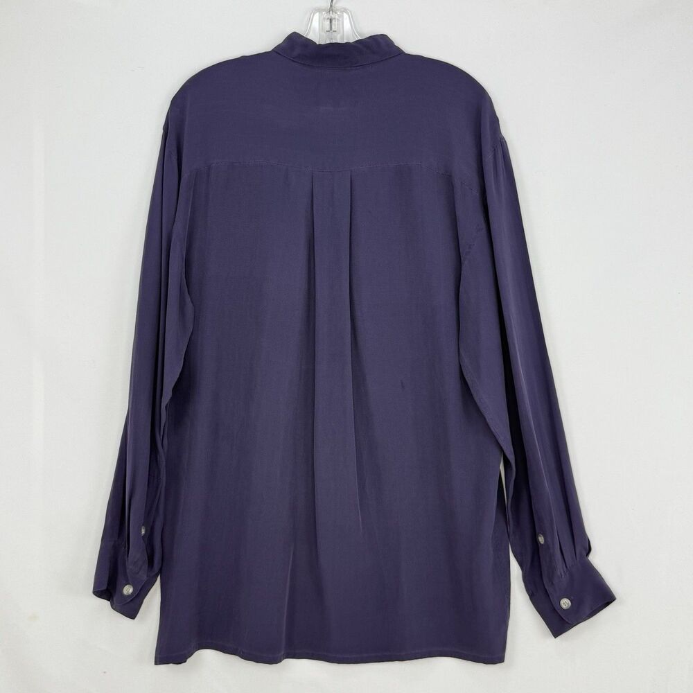 Porcini by Brietta 100% Silk Button Down Shirt Purple Mens Small Classic - Picture 3 of 16